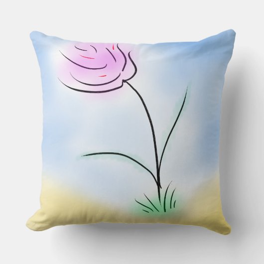 温かい晴れの日に様式化されたはやく花 クッション (正面)
