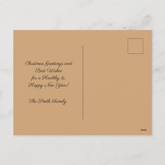 温かい月光の降りる冬の石の家 欧風の村 シーズンポストカード (裏面)