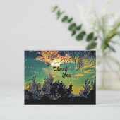 温かい朝のサンライズ scenery 樹木 ありがとう ポストカード (スタンド正面)