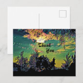 温かい朝の日の出の風景の木々に感謝  ポストカード (正面/裏面)