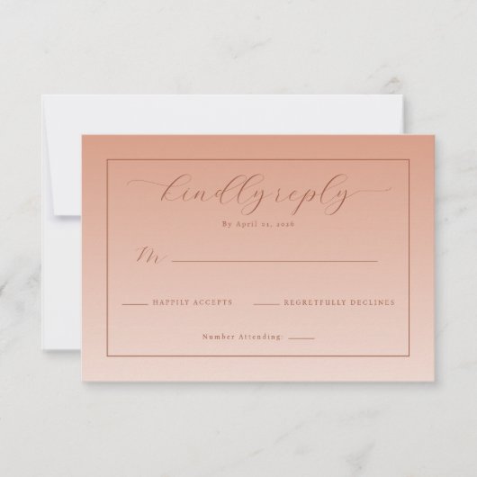 温かい桃色のミニマルな出欠確認カード 出欠カード (正面)