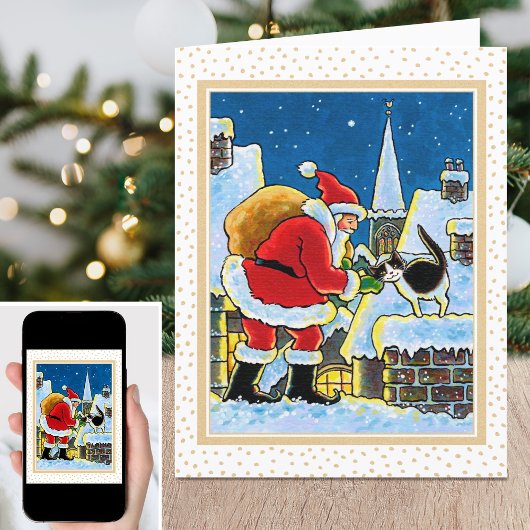 温かい歓迎サンタ猫クリスマスノテカード シーズンカード