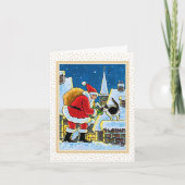 温かい歓迎サンタ猫クリスマスノテカード シーズンカード (正面)