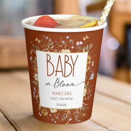 温かい焦げオレンジ色の赤ちゃんシャワーカップ 紙コップ