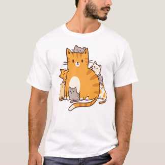温かい猫ファミリー Tシャツ
