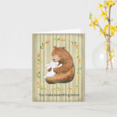 温かい甘い記念日を迎えるベアとバニー カード (黄色い花)