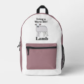 温かい生活を送るラムおもしろい肉 プリントバックパック (正面)