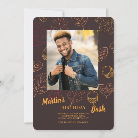 温かい秋の写真招待状 招待状 (正面)