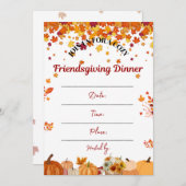 温かい秋の友人感謝祭の食事への招待 招待状 (正面/裏面)