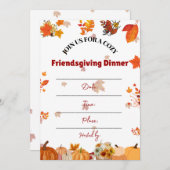 温かい秋の友人感謝祭の食事への招待 招待状 (正面/裏面)