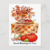 温かい秋の収穫テーブル スティルライフ ポストカード (正面)