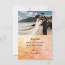 温かい秋の大理石のウェディング　サンキューカード