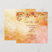 温かい秋の大理石の結婚式　保存日カード セーブザデート (正面/裏面)