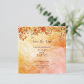 温かい秋の大理石の結婚式　保存日カード セーブザデート (スタンド正面)