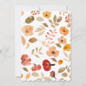温かい秋の水彩画のパンプキンと花の秋のフェスト 招待状 (裏面)