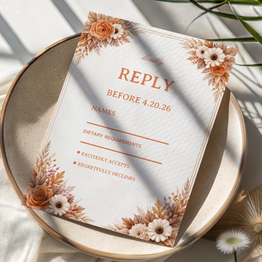 温かい秋の花の応答 出欠カード