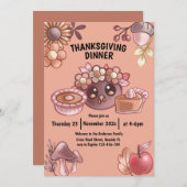 温かい色のボホ感謝祭ディナー 招待状 (正面/裏面)