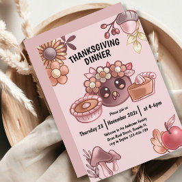 温かい色のボホ感謝祭ディナー 招待状
