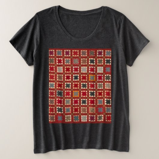 温かい色の八つ星 プラスサイズTシャツ (デザイン正面)