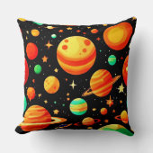 温かい色調の宇宙マンガアート クッション (正面)