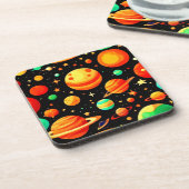 温かい色調の宇宙マンガアート コースター (左側)