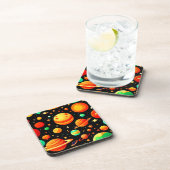 温かい色調の宇宙マンガアート コースター (右側)