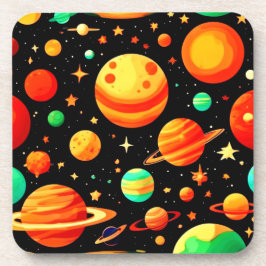 温かい色調の宇宙マンガアート コースター
