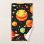 温かい色調の宇宙マンガアート バスタオルセット (ハンドタオル)