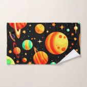 温かい色調の宇宙マンガアート バスタオルセット (ハンドタオル)