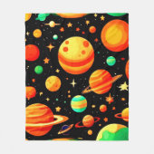温かい色調の宇宙マンガアート フリースブランケット (正面)