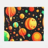 温かい色調の宇宙マンガアート フリースブランケット (正面(横))