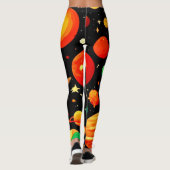 温かい色調の宇宙マンガアート レギンス (裏面)