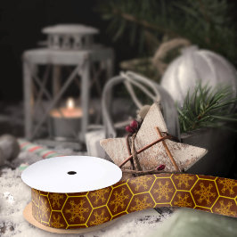 温かい色調の蜂蜜プリント サテンリボン