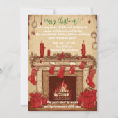 温かい薪ストーブのクリスマス招待状 招待状 (正面)