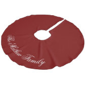 温かい赤のカスタムネームホリデーツリースカートデコレーション フェイクリネンツリースカート (アングル)