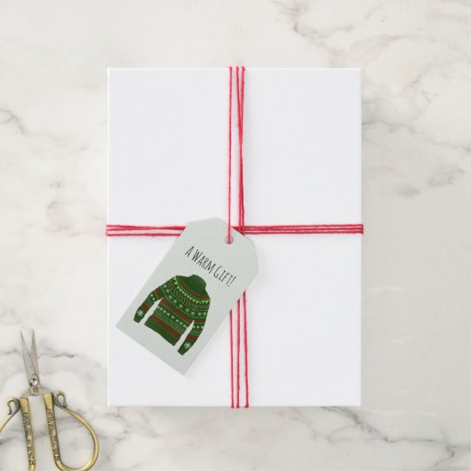 温かい醜いクリスマスセーターギフトラベル ギフトタグ (より糸付き)