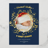 温かい願いとキスのファンシーなベビー発表 箔シーズンカード (正面)