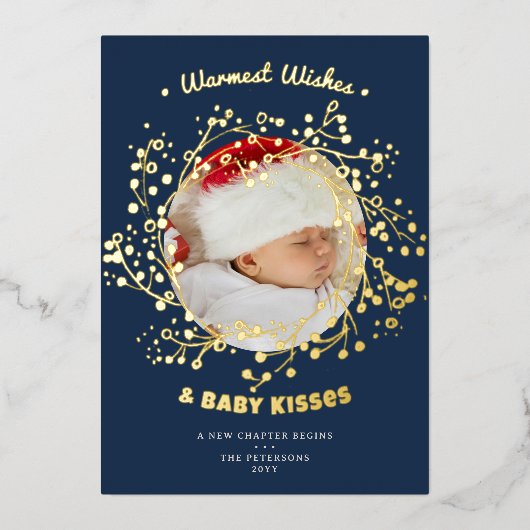 温かい願いとキスのファンシーなベビー発表 箔シーズンカード (正面)