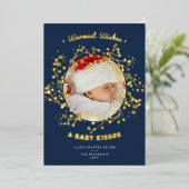 温かい願いとキスのファンシーなベビー発表 箔シーズンカード (立ち正面)