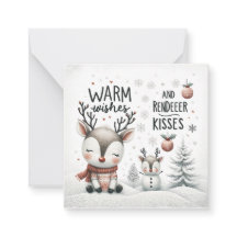 温かい願いとトナカイキスグリーティングカード
