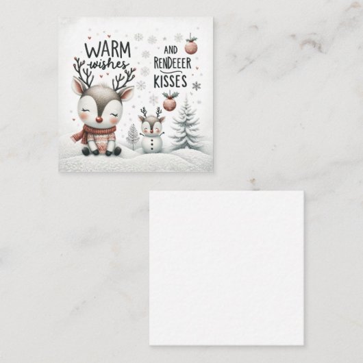 温かい願いとトナカイキスグリーティングカード ノートカード (正面/裏面)