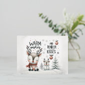 温かい願いとトナカイキス葉書 箔シーズンポストカード (立ち正面)