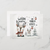 温かい願いとトナカイキス葉書 箔シーズンポストカード (正面/裏面)