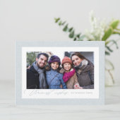 温かい願いを込めたシンプルな雪のフレームの写真1枚 シーズンカード (スタンド正面)