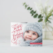 温かい願いを込めた文字のバナー ホリデー写真 シーズンポストカード (スタンド正面)