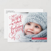 温かい願いを込めた文字のバナー ホリデー写真 シーズンポストカード (正面/裏面)