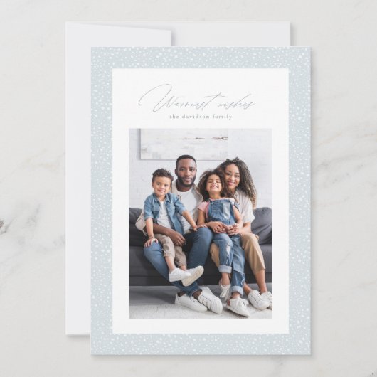 温かい願いを込めた、シンプルなフレームの写真1枚の雪のカード シーズンカード (正面)