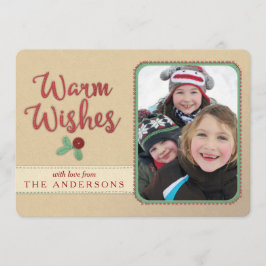 温かい願いフェイク/感じ刺しゅうされたクリスマスカード