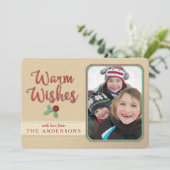 温かい願いフェイク/感じ刺しゅうされたクリスマスカード (スタンド正面)