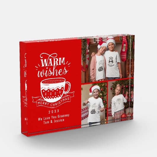 温かい願いホットカップココアレッドホワイトフォトコラージュ フォトブロック (左)